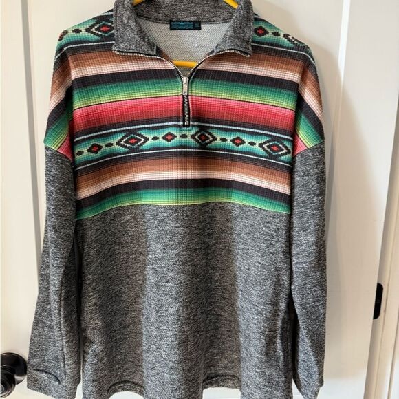 WOMENS WESTERN Multicolor Quarter-Zip JACKET - Picture 2 of 4